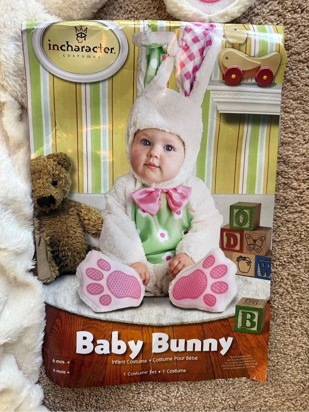 incharecter Baby Bunny Costume in White & Pink Size S (6-12months)